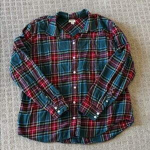 J. Crew Vibrant Plaid Shirt in Red and Blue